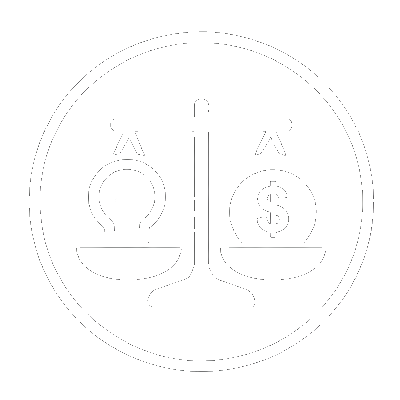 Icon of a scale balancing a coin with a dollar symbol and a light bulb of innovation