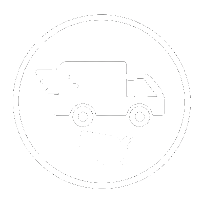 Icon of a delivery truck with wings above a filled shape of the continental US